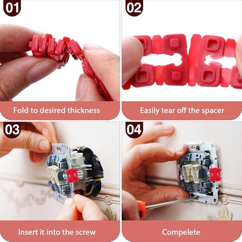 200 Pcs Outlet Spacers Electrical Shims for Switch and Receptacle Alignment, Wall Plate Spacers for Outlet Box Extender, Electrical Box Adjuster Kit (Red) in Kuwait