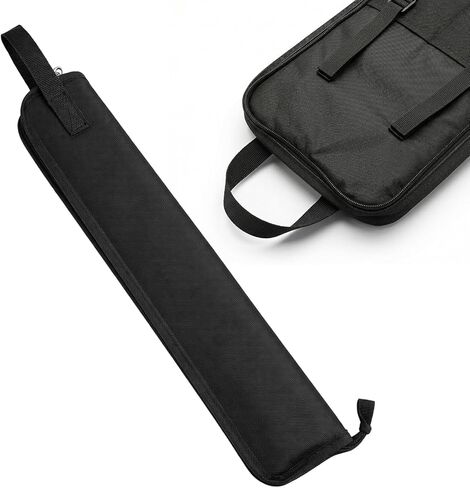 Portable Drumstick Bag, Lightweight Stick Bag for Drum Set Mallets, Drums Stick Holder Case, Small Storage Case With Hooks Inside for Drums Set Mallet and Percussion Sticks, 18.5" Nylon Black in Kuwait