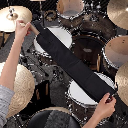 Portable Drumstick Bag, Lightweight Stick Bag for Drum Set Mallets, Drums Stick Holder Case, Small Storage Case With Hooks Inside for Drums Set Mallet and Percussion Sticks, 18.5" Nylon Black in Kuwait