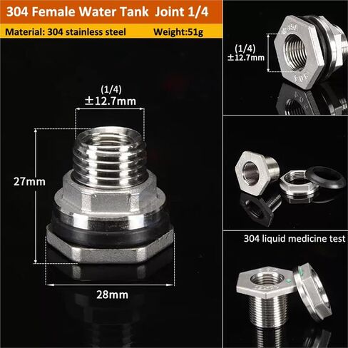 1/2"3/4"1"1-1/4"2" Male Thread 304 Stainless Steel Pipe Single Loose Key Swivel Fitting Nut Water Jointer Connector(1l4 DN8 Water Tank) in Kuwait