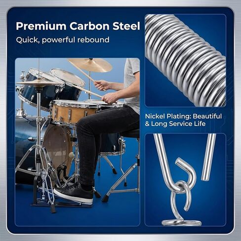 2 Pcs Double Bass Pedal Spring Bass Drum Pedal Spring, Standard Replacement Kick Springs with Hook Carbon Steel Drum Springs for Single&Double Drums Pedals Prcussion Instrument Hardware Parts in Kuwait