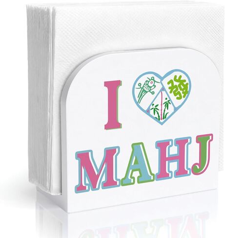حامل مناديل خشبي أزرق من Chinoiserie Mahjong، هدايا لمحبي لاعبي Mahjong، موزع مناديل خشبي واقف لطاولة المنزل والمطبخ وغرفة الطعام والحفلات وديكورات الصالة in Kuwait