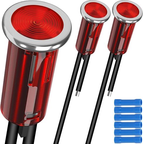 3 قطع 1/2 بوصة ضوء مؤشر LED أحمر تيار مستمر 12 فولت 12.5 مم 1/2 بوصة فتحات تثبيت لوحة تثبيت مصباح إشارة، مع موصلات وصلة مؤخرة سلك BV2، للسيارة، غلاية كهربائية، قارب، DIY in Kuwait
