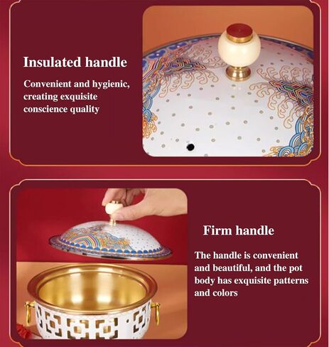 Chafing Dishes Single Person Small Hot Pot Cloisonne Copper Hot Pot,Commercial Household Cooking Pot,Anti Scalding Handle,E in Kuwait