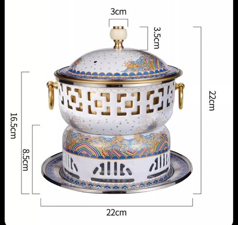 Chafing Dishes Single Person Small Hot Pot Cloisonne Copper Hot Pot,Commercial Household Cooking Pot,Anti Scalding Handle,E in Kuwait