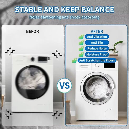 Anti-Vibration Pads for Electric Washer and Dryer Rubber Foot Pad Base for Anti-Vibration and Anti-Walk Features Stops Washer Dryer from Moving - Antivibration Stabilizer for Leveling Washer (4pcs) in Kuwait