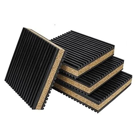 Easyflex Anti Vibration Rubber Pads, Cork Sandwich Vibration Isolation Pad for Chillers, HVAC, Air Compressor, Washer and Dryer, Air Conditioner Units, Pack of 4 (3" x 3" x 7/8") in Kuwait