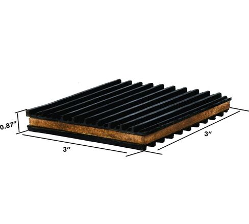 Easyflex Anti Vibration Rubber Pads, Cork Sandwich Vibration Isolation Pad for Chillers, HVAC, Air Compressor, Washer and Dryer, Air Conditioner Units, Pack of 4 (3" x 3" x 7/8") in Kuwait