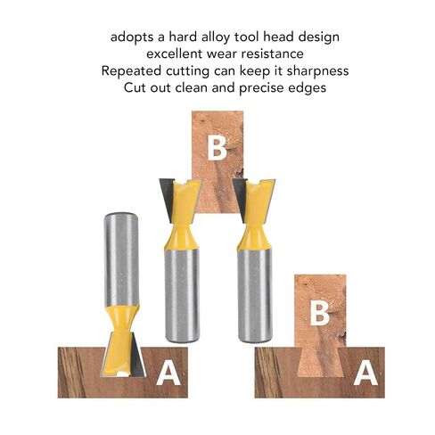 Eujgoov 2 Pcs Dovetail Router Bit 1/2x5/8 Inch Carbide Tipped Milling Cutter for Through Half Blind Woodworking Joints in Kuwait