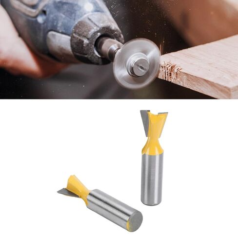 Eujgoov 2 Pcs Dovetail Router Bit 1/2x5/8 Inch Carbide Tipped Milling Cutter for Through Half Blind Woodworking Joints in Kuwait