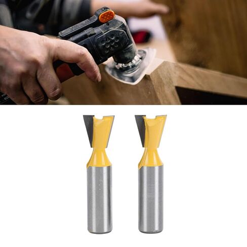 Eujgoov 2 Pcs Dovetail Router Bit 1/2x5/8 Inch Carbide Tipped Milling Cutter for Through Half Blind Woodworking Joints in Kuwait