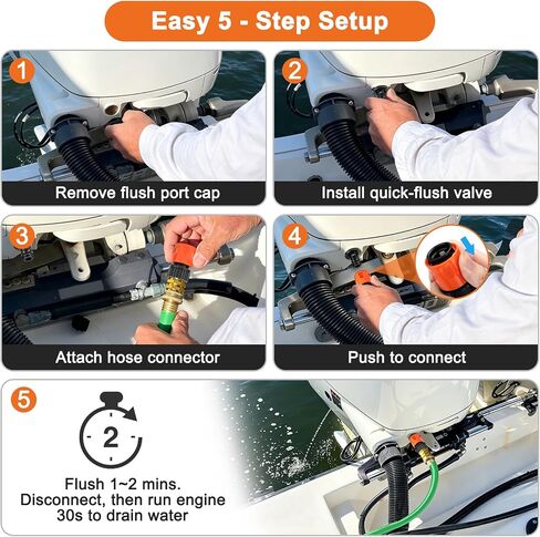 Linkstyle Quick Connect Flush Kit, Garden Hose Flush Adapter with Shut Off Valve for One-Person Flushing, Engine Flush Kit Compatible with Sea-Doo & Kawasaki 4-Stroke Jet Ski in Kuwait