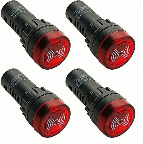 4PCS Round 22mm LED Buzzer with Green Indicator Light Flashing Alarm for Electrical Control Panel, DIY Projects (Green, AC/DC 12V) in Kuwait
