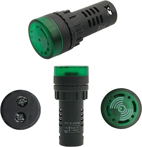 4PCS Round 22mm LED Buzzer with Green Indicator Light Flashing Alarm for Electrical Control Panel, DIY Projects (Green, AC/DC 12V) in Kuwait
