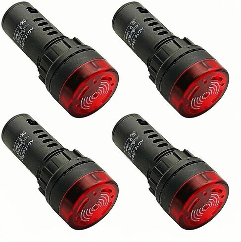 4PCS Round 22mm LED Buzzer with Green Indicator Light Flashing Alarm for Electrical Control Panel, DIY Projects (Green, AC/DC 12V) in Kuwait