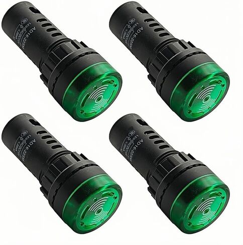 4PCS Round 22mm LED Buzzer with Green Indicator Light Flashing Alarm for Electrical Control Panel, DIY Projects (Green, AC/DC 12V) in Kuwait