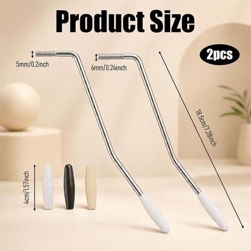 Jeffdad 2 قطعة ذراع تريمولو خيط، 6 مم 5 مم شريط Whammy Bar جيتار كهربائي Tremolo Arm Whammy Bar مع طرف قضبان Tremolos فضية معدنية أذرع Tremolos واحدة in Kuwait