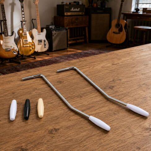 Jeffdad 2 قطعة ذراع تريمولو خيط، 6 مم 5 مم شريط Whammy Bar جيتار كهربائي Tremolo Arm Whammy Bar مع طرف قضبان Tremolos فضية معدنية أذرع Tremolos واحدة in Kuwait
