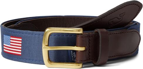 vineyard vines Men's Leather American Flag Club Belt in Kuwait
