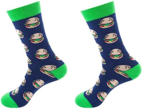 Food Print Crew Socks 2-Pair Set, Mid-Calf Soft Athletic Socks for Sport and Daily Wear in Kuwait