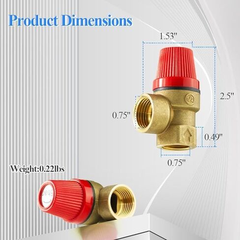 صمام تخفيف الضغط WiseWater 1/2 بوصة G، ضبط الضغط، صمام تحرير الضغط بزاوية، مخفض الضغط النحاسي للغلايات المعلقة على الحائط، سخانات المياه (3 بار) in Kuwait