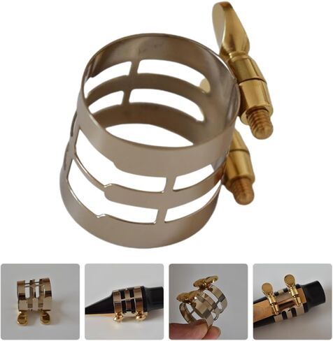INOOMP Alto Saxophone Ligature White Copper Clip Wind Instrument Accessory Metal Saxophone Parts Clarinet Ligature for Alto Sax Mouthpiece in Kuwait