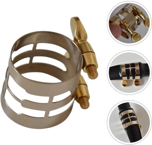 INOOMP Alto Saxophone Ligature White Copper Clip Wind Instrument Accessory Metal Saxophone Parts Clarinet Ligature for Alto Sax Mouthpiece in Kuwait