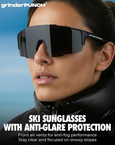نظارات شمسية رياضية من GrinderPUNCH UV 400 لركوب الدراجات، نظارات ركوب الدراجات والجري والمشي لمسافات طويلة وصيد الأسماك والقيادة (أسود فضي معكوس) in Kuwait
