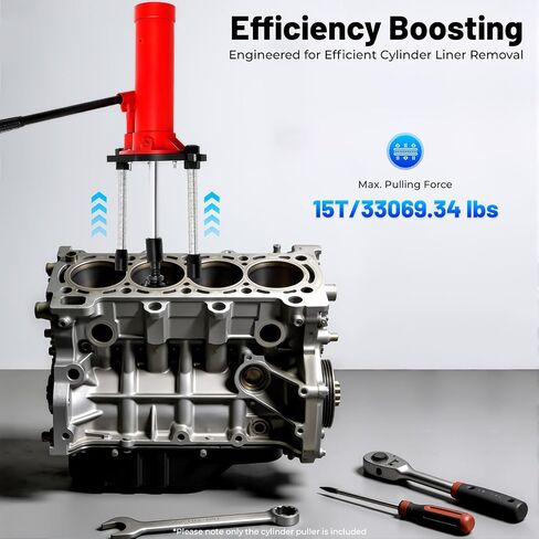 15T Cylinder Liner Puller, Universal Hydraulic Engine Sleeve Puller Kit for Wet/Dry Cylinders, Heavy Duty Diesel Engine Repair Tool with 3.15-5.51 inch Adjustable Range for Mechanic Shop in Kuwait