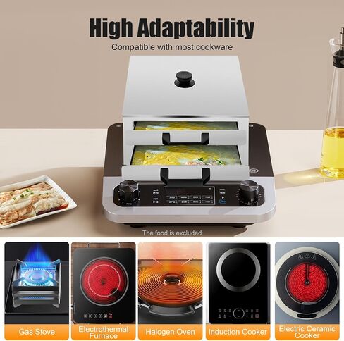 Double-Tier Rice Roll Steamer, Stainless Steel Noodle Machine for Home & Restaurant, Perfect for Breakfast Shops & Snack Bars, Extra Tray Included in Kuwait