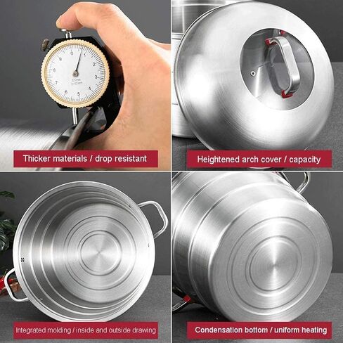 WANGLIN 3-Tier Stainless Steel Steamer Pot Multi-Layer Boiler Pot with Tempered Glass Lid, Cookware Pot with 2 Steaming, in Kuwait