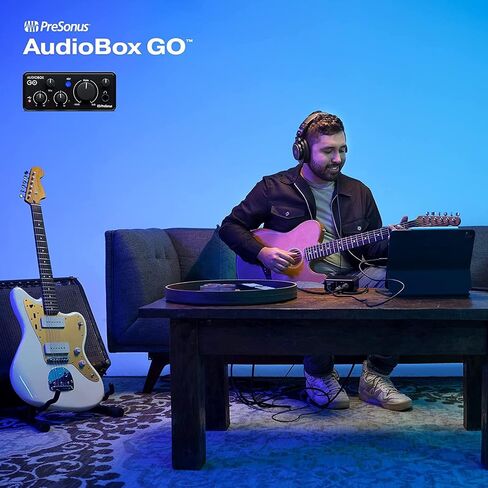 PreSonus AudioBox GO USB-C Recording Bundle with Condenser Microphone Studio Headphones Boom Stand Pop Filter XLR Cable and Studio One Music Production Software in Kuwait