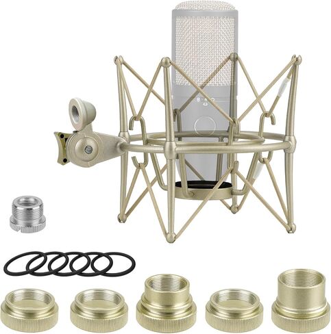 GEEKRIA for Creators Microphone Shock Mount Compatible with AKG P120, P220, Perception 220 P420, P820, P8207, Mic Anti-Vibration Suspension Adapter Clamp Mic Holder Clip (Champagne/Metal) in Kuwait