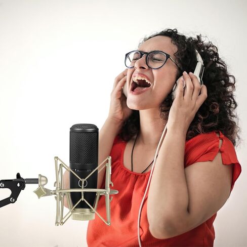 GEEKRIA for Creators Microphone Shock Mount Compatible with AKG P120, P220, Perception 220 P420, P820, P8207, Mic Anti-Vibration Suspension Adapter Clamp Mic Holder Clip (Champagne/Metal) in Kuwait