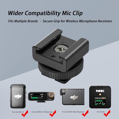 قطعتان من محول تركيب الحذاء البارد لـ DJI Mic 3/2/Mini/Rode/Hollyland/Saramonic مستقبل ميكروفون لاسلكي Lavalier، محول قفص الكاميرا المعدني مع ملحقات ميكروفون بفتحة ثلاثية 1/4 بوصة مضادة للسقوط in Kuwait
