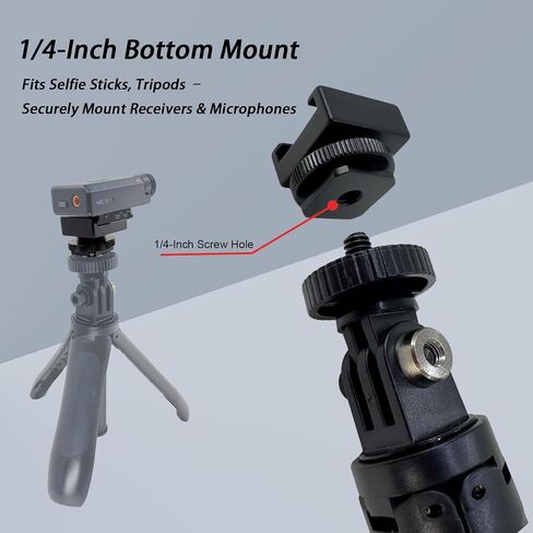 قطعتان من محول تركيب الحذاء البارد لـ DJI Mic 3/2/Mini/Rode/Hollyland/Saramonic مستقبل ميكروفون لاسلكي Lavalier، محول قفص الكاميرا المعدني مع ملحقات ميكروفون بفتحة ثلاثية 1/4 بوصة مضادة للسقوط in Kuwait
