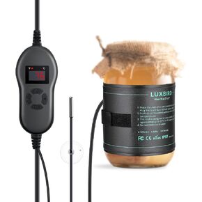 غلاف تسخين LUXBIRD Kombucha مع وحدة تحكم في درجة الحرارة، ومثبت بخطاف وحلقة، IP67 PVC مقاوم للماء، ومراقبة درجة الحرارة في الوقت الحقيقي، للأوعية الزجاجية سعة 1 إلى 2 جالون in Kuwait