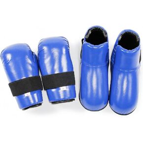Taekwondo Guard Set Hook and Loop Straps Foot Protectors Open Top Boot Style Sparring Foot Guards in Kuwait