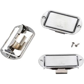Stainless Steel 9V Guitar Battery Box, Push-Button Guitar Battery Compartment for Active Guitar Bass Oval Style in Kuwait