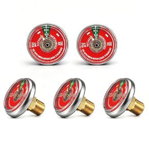 5 Pcs 100 Psi Pressure Gauge for Portable Water Fire Extinguishers Compatible with Amerex, Ansul, Badger, 1/8" NPT Thread, Stainless Steel Body, Red Dial in Saudi Arabia