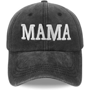 Mama Hat for Women - 100% Cotton Vintage Wash Adjustable Baseball Cap - Perfect Mom Gift for Mother's Day, Birthday, Christmas & Outdoor Activities - Breathable Girl Mom Hat with Comfort Fit Grey in Kuwait