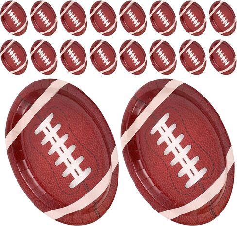 OSALADI 50pcs Football Shaped Paper Plates Large Oval Sports Tableware Disposable Plates for Football Party Food Serving Trays Tailgate Game Day in Kuwait
