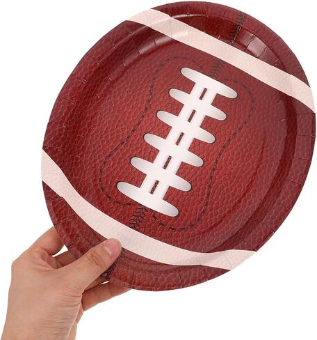 OSALADI 50pcs Football Shaped Paper Plates Large Oval Sports Tableware Disposable Plates for Football Party Food Serving Trays Tailgate Game Day in Kuwait