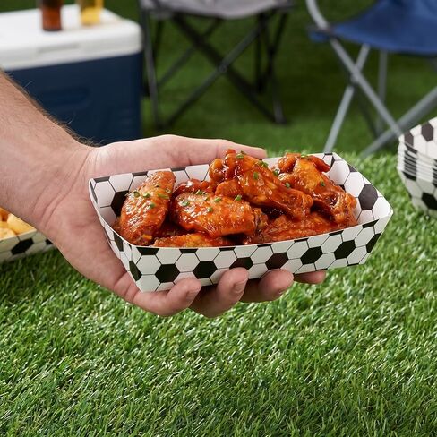 BESTYASH 36 قطعة من صواني الطعام لحفلات كرة القدم، هدايا حفلات كرة القدم الورقية على شكل قارب للوجبات الخفيفة لتزيين كرة القدم لأعياد الميلاد ويوم الألعاب الرياضية وأوعية تقديم الطعام in Kuwait