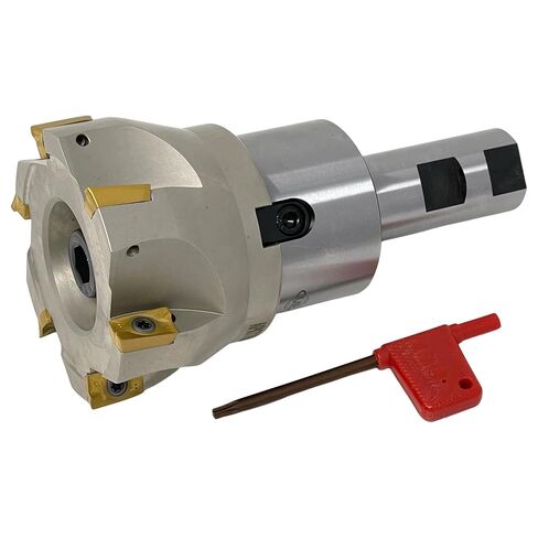 مطحنة وجه قابلة للفهرسة مقاس 3 بوصات 90 درجة CME مع 1 بوصة Weldon Shank Arbor، تتضمن إدراجات APKT1604، 6 مزامير in Kuwait
