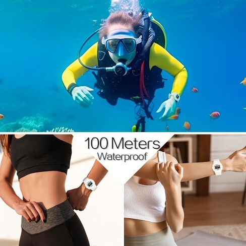 10 ATM Water Resistant Sports Watch for Women and Girls Swimming and Diving, Alarm Clock, Stopwatch, Timer, Dual Time, Calendar, 12 and 24 Hour Format Switchable in Kuwait