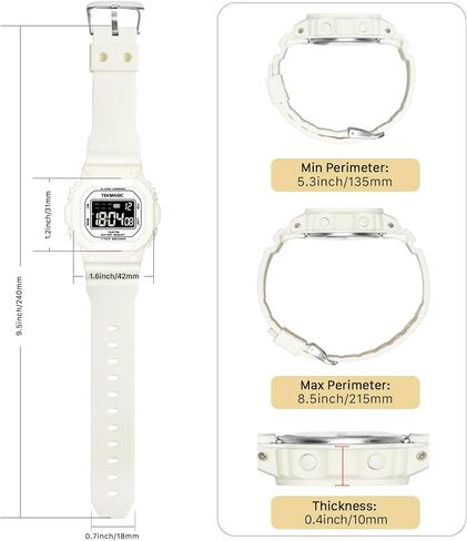 10 ATM Water Resistant Sports Watch for Women and Girls Swimming and Diving, Alarm Clock, Stopwatch, Timer, Dual Time, Calendar, 12 and 24 Hour Format Switchable in Kuwait
