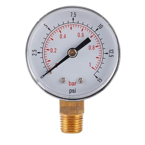 مقياس الضغط المنخفض لزيت هواء الوقود أو الماء 0-15psi/0-1bar BSPT حامل سفلي 0-1 بار/0-15psi 1/4 BSPT خيط in Kuwait