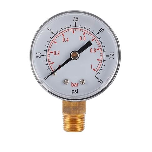 مقياس الضغط المنخفض لزيت هواء الوقود أو الماء 0-15psi/0-1bar BSPT حامل سفلي 0-1 بار/0-15psi 1/4 BSPT خيط in Kuwait