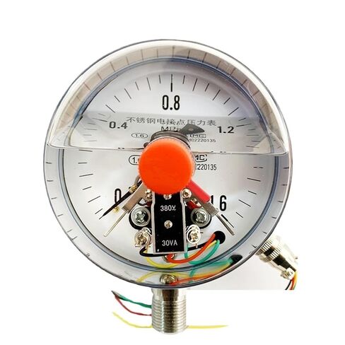 1pc All Stainless Steel Shockproof Electric Contact Pressure Gauge YNXC-100BF 1.6MPa Shockproof and Anti-Seismic Gauge(0-0.4Mpa) in Kuwait